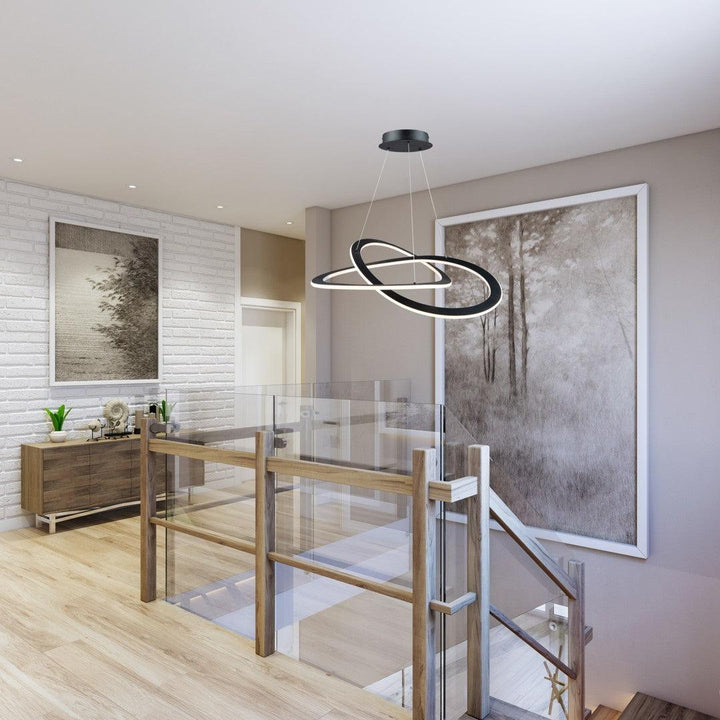LED Black Twisted Ring with Acrylic Diffuser Chandelier - LV LIGHTING