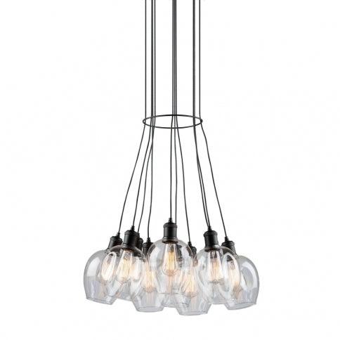 Semi Gloss Black with Clear Glass Shade Multiple Light Chandelier - LV LIGHTING