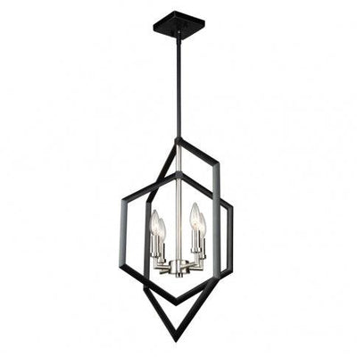 Semi Matte Black and Brushed Nickel Diamond Frame Chandelier - LV LIGHTING