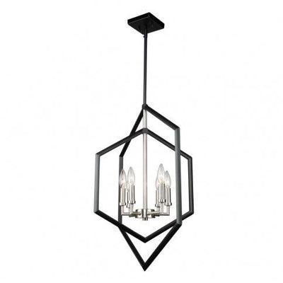 Semi Matte Black and Brushed Nickel Diamond Frame Chandelier - LV LIGHTING