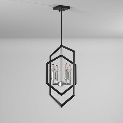 Semi Matte Black and Brushed Nickel Diamond Frame Chandelier - LV LIGHTING