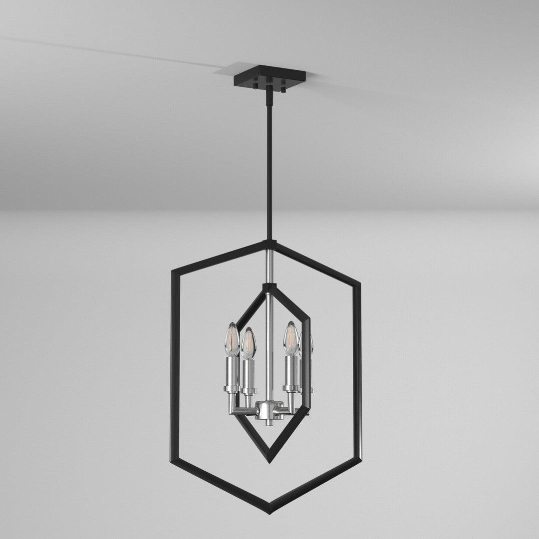 Semi Matte Black and Brushed Nickel Diamond Frame Chandelier - LV LIGHTING