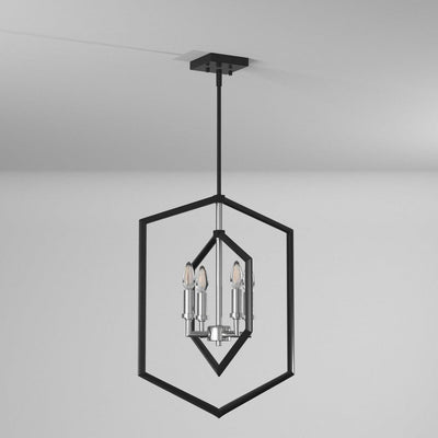 Semi Matte Black and Brushed Nickel Diamond Frame Chandelier - LV LIGHTING