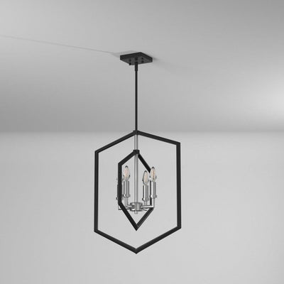 Semi Matte Black and Brushed Nickel Diamond Frame Chandelier - LV LIGHTING