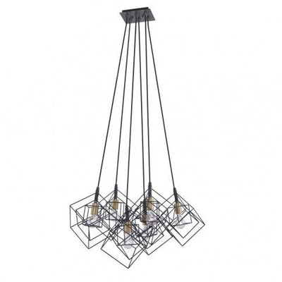 Steel Cubes Open Air Frame Symmetrical Chandelier - LV LIGHTING