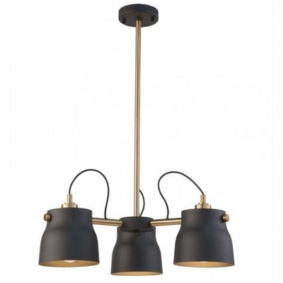 Matte Black with Harvest Brass Shade Chandelier - LV LIGHTING