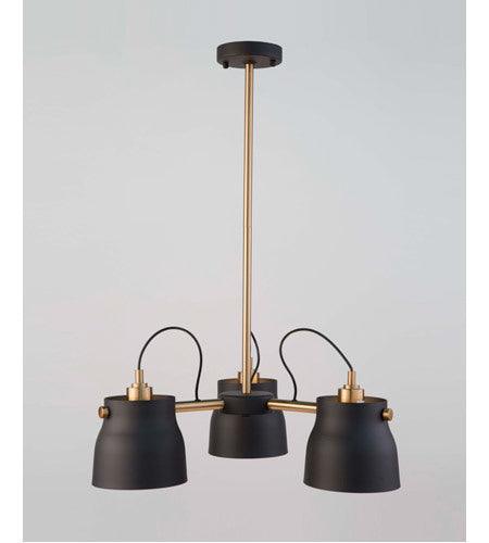 Matte Black with Harvest Brass Shade Chandelier - LV LIGHTING