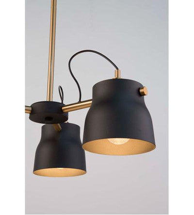 Matte Black with Harvest Brass Shade Chandelier - LV LIGHTING