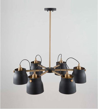 Matte Black with Harvest Brass Shade Chandelier - LV LIGHTING