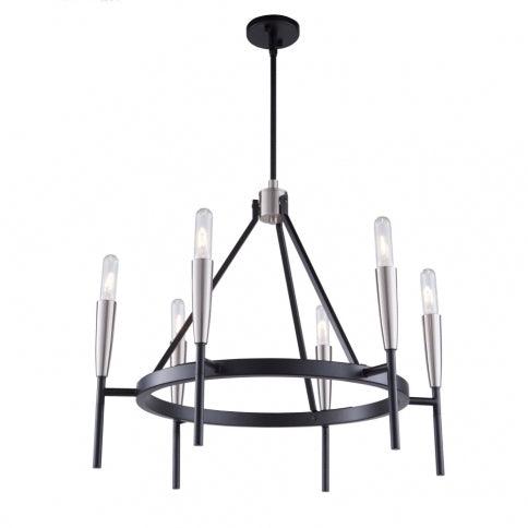 Matte Black with Satin Nickel Frame Chandelier - LV LIGHTING