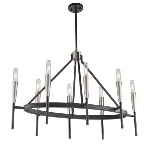 Matte Black with Satin Nickel Frame Oval Chandelier - LV LIGHTING