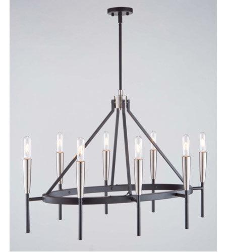 Matte Black with Satin Nickel Frame Oval Chandelier - LV LIGHTING