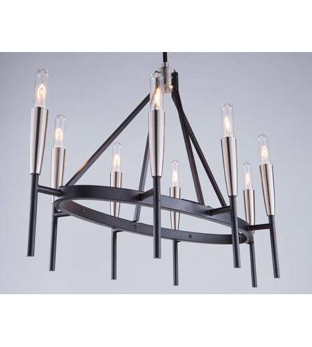 Matte Black with Satin Nickel Frame Oval Chandelier - LV LIGHTING
