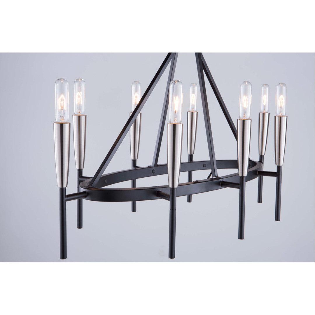 Matte Black with Satin Nickel Frame Oval Chandelier - LV LIGHTING