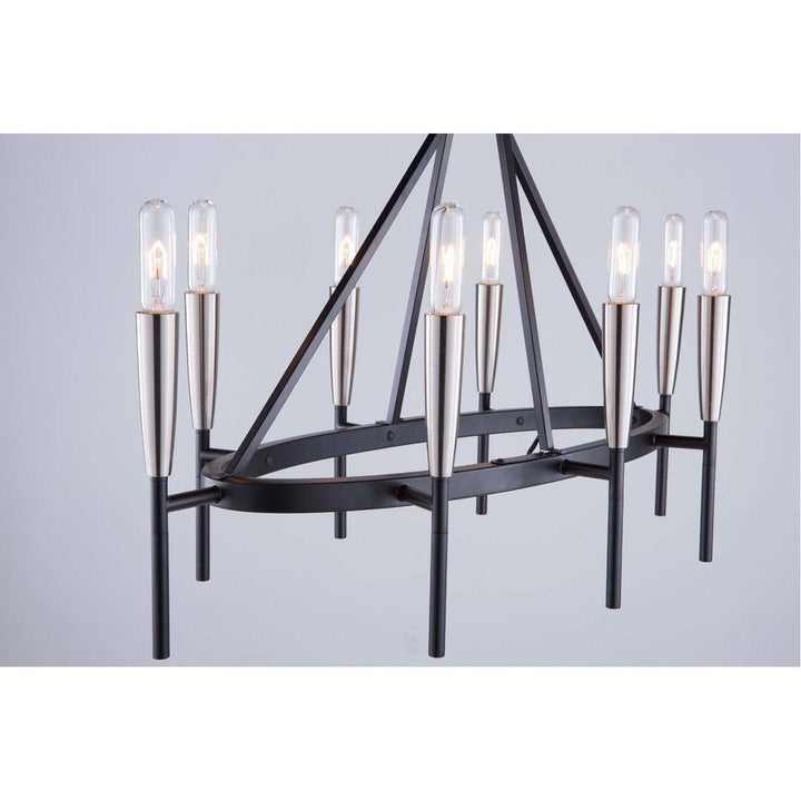Matte Black with Satin Nickel Frame Oval Chandelier - LV LIGHTING