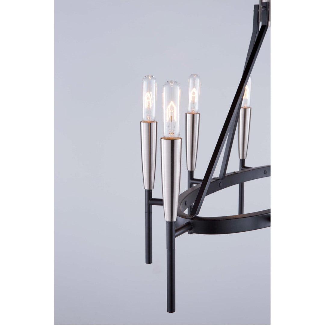 Matte Black with Satin Nickel Frame Oval Chandelier - LV LIGHTING