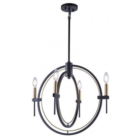 Matte Black with Harvest Brass Ring Frame Chandelier - LV LIGHTING