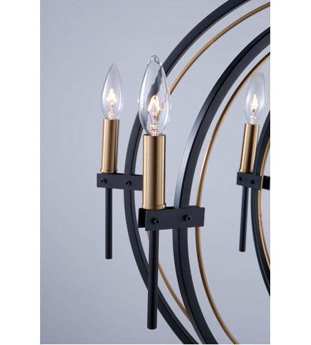 Matte Black with Harvest Brass Ring Frame Chandelier - LV LIGHTING