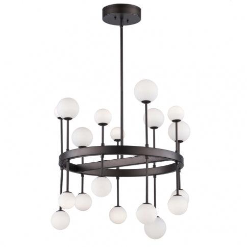 LED Bronze Ring Frame and Arm with Opal White Glass Globe Chandelier - LV LIGHTING