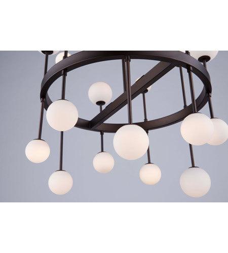 LED Bronze Ring Frame and Arm with Opal White Glass Globe Chandelier - LV LIGHTING