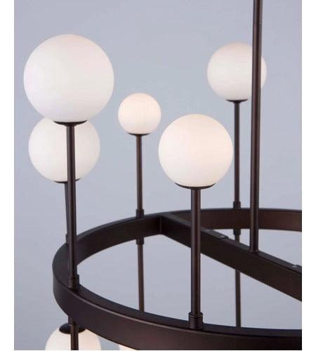 LED Bronze Ring Frame and Arm with Opal White Glass Globe Chandelier - LV LIGHTING