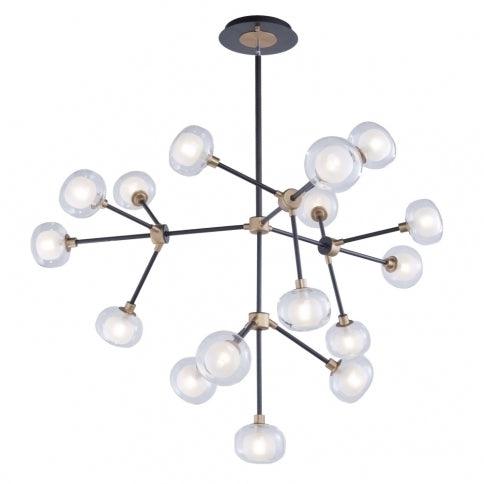 LED Matte Black and Vintage Gold Frame with Clear and Frosted Glass Globe Chandelier - LV LIGHTING