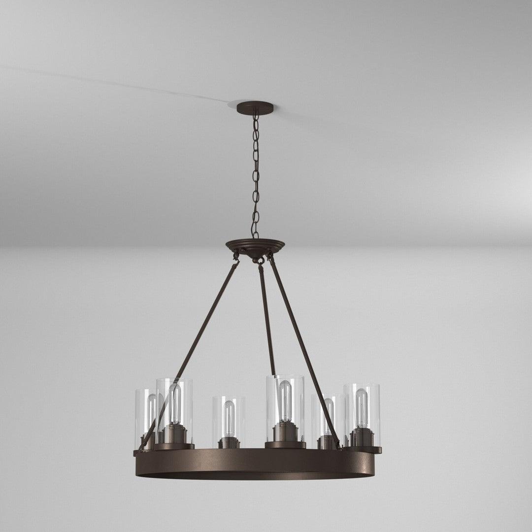 Oil Rubbed Bronze with Cylindrical Clear Glass Shade Chandelier - LV LIGHTING