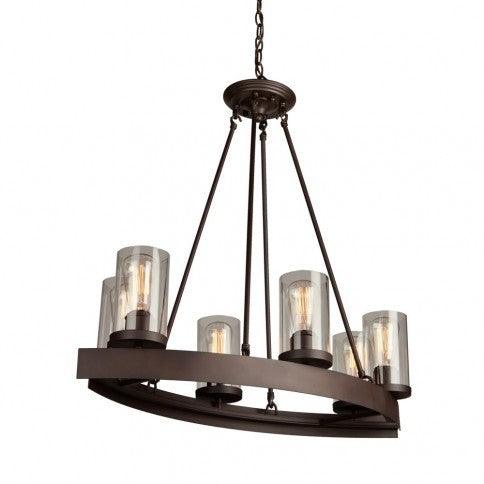 Oil Rubbed Bronze with Cylindrical Clear Glass Shade Oval Chandelier - LV LIGHTING