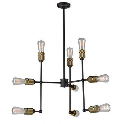 Black Arm with Vintage Brass Socket Chandelier - LV LIGHTING