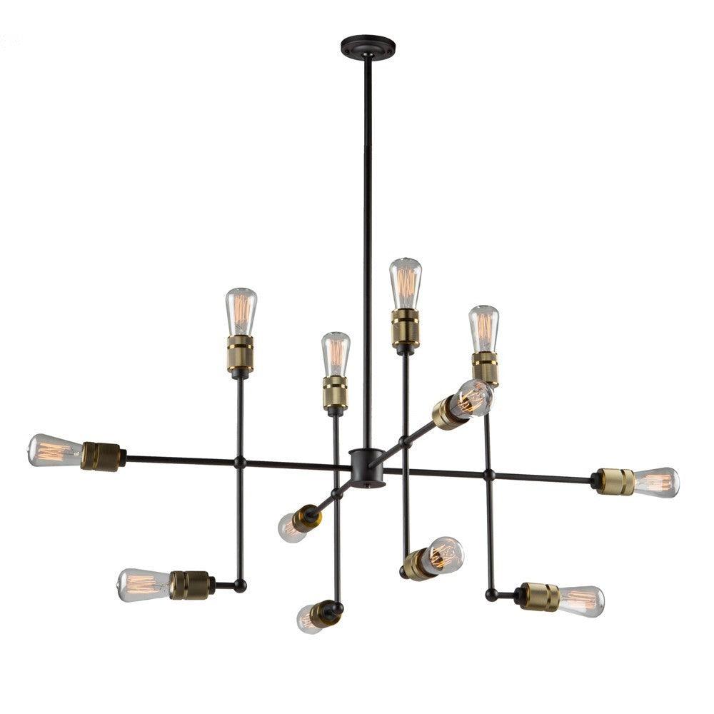 Black Arm with Vintage Brass Socket Chandelier - LV LIGHTING