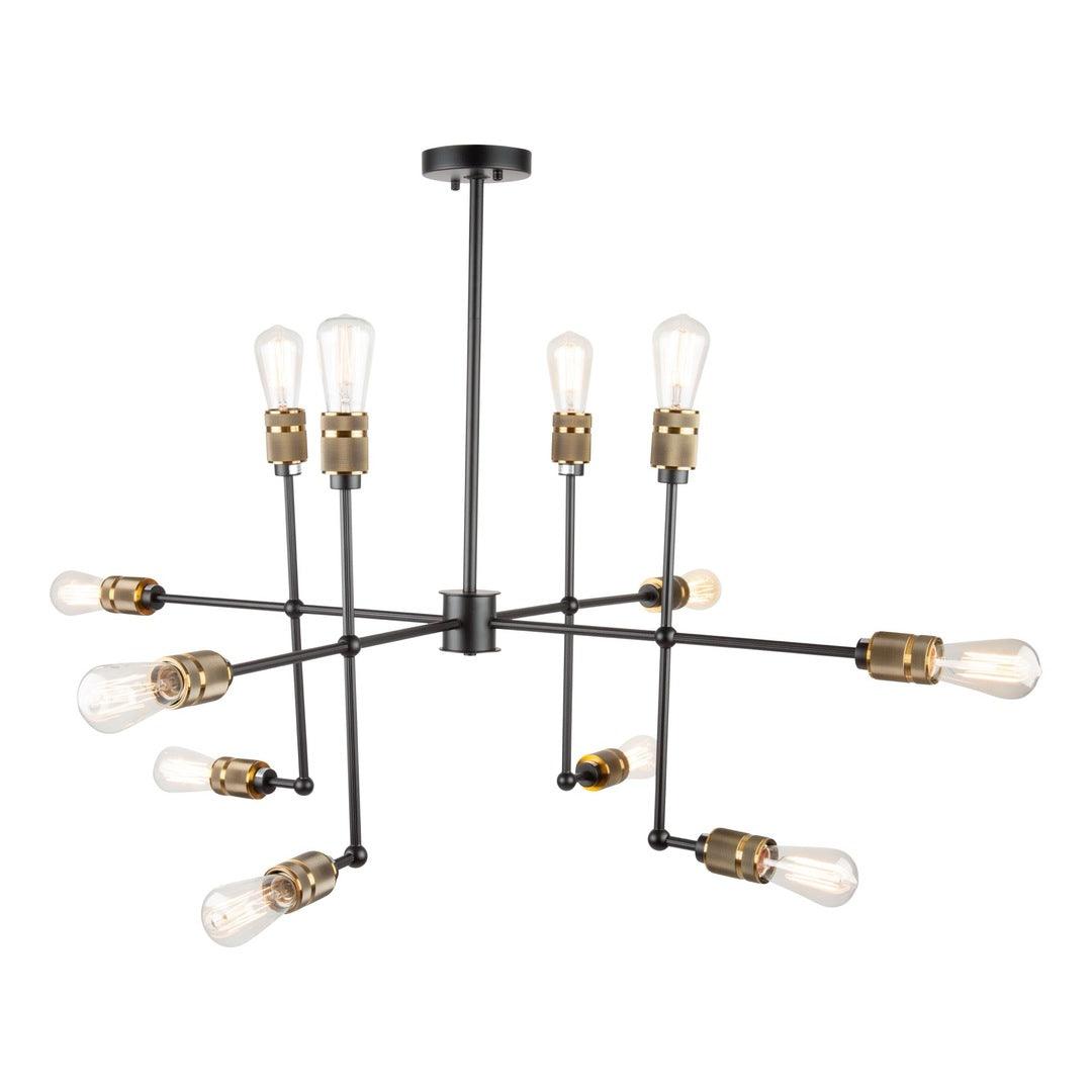 Black Arm with Vintage Brass Socket Chandelier - LV LIGHTING