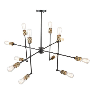 Black Arm with Vintage Brass Socket Chandelier - LV LIGHTING