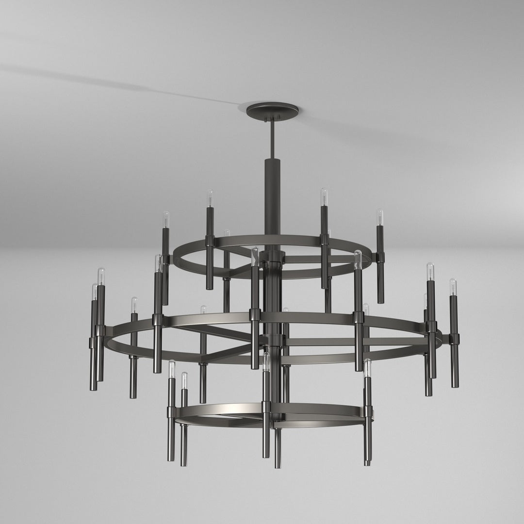 Steel Ring with Rod 3 Tier Chandelier