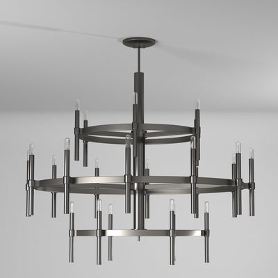 Steel Ring with Rod 3 Tier Chandelier