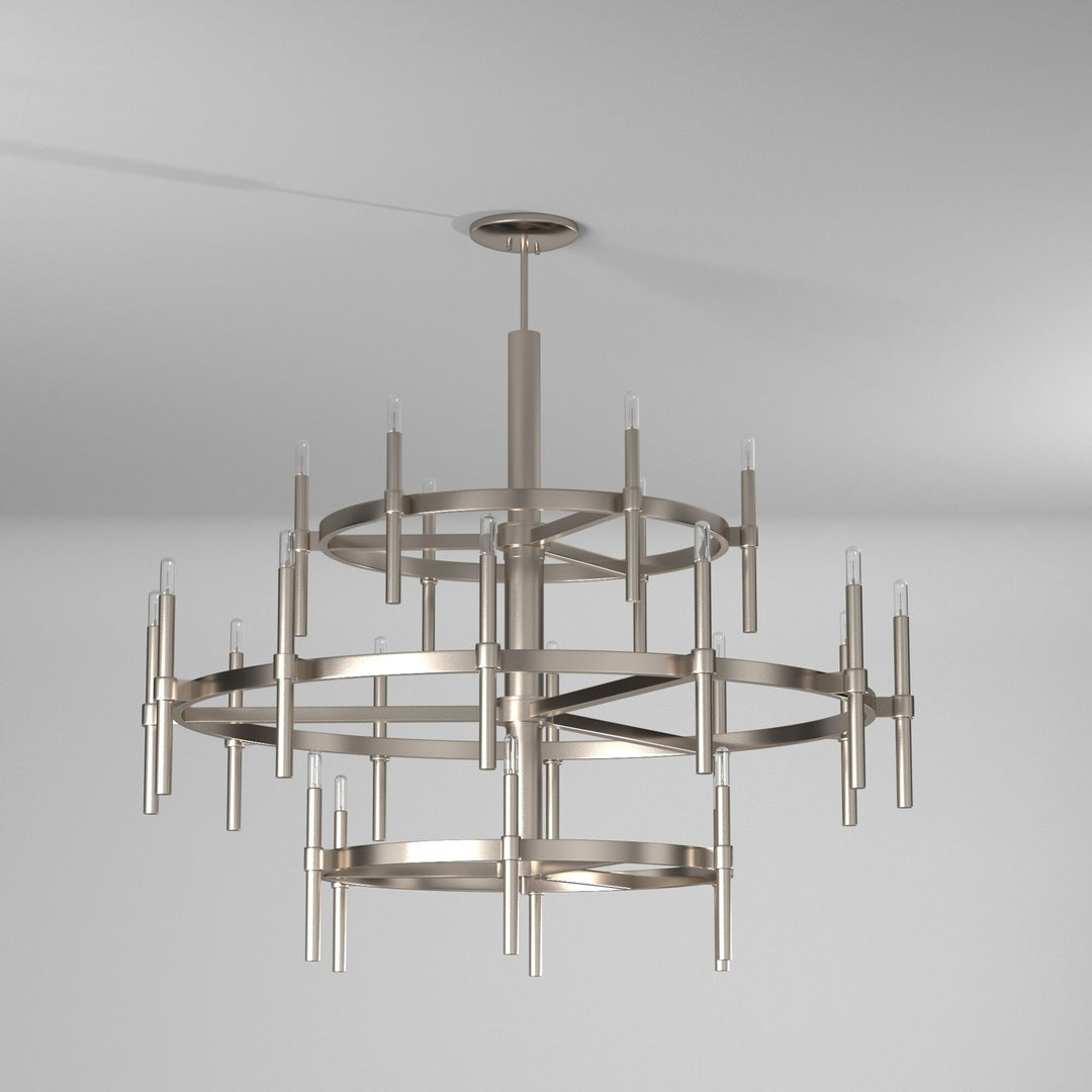 Steel Ring with Rod 3 Tier Chandelier