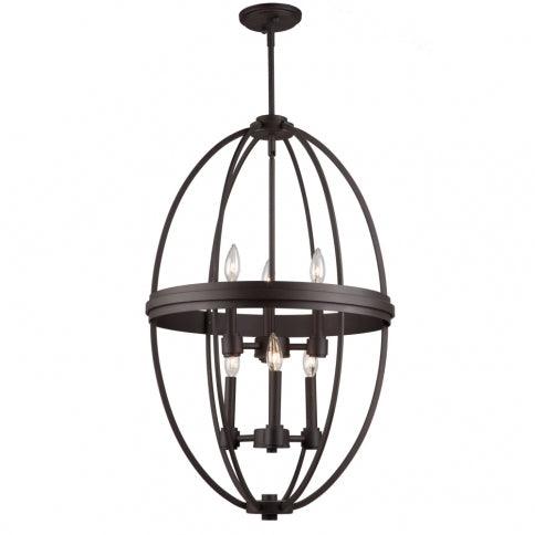 Oil Rubbed Bronze Oval Caged Chandelier - LV LIGHTING