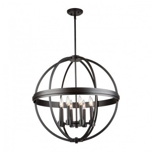 Steel Orbit Globe Frame Chandelier