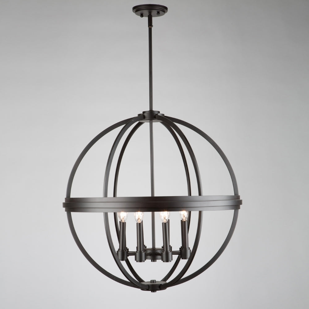 Steel Orbit Globe Frame Chandelier