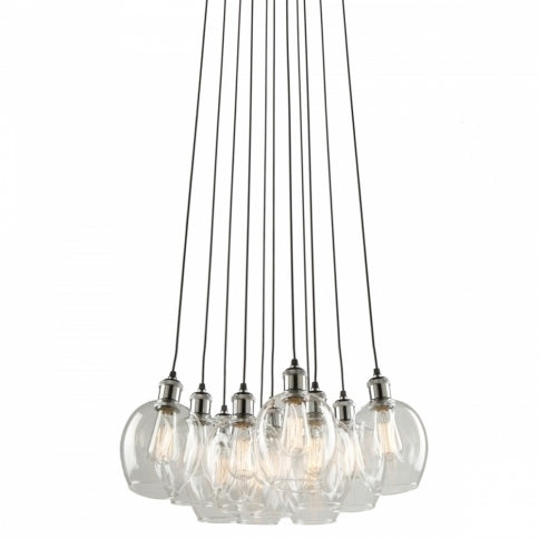 Steel with Clear Glass Shade Chandelier