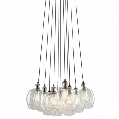 Steel with Clear Glass Shade Chandelier