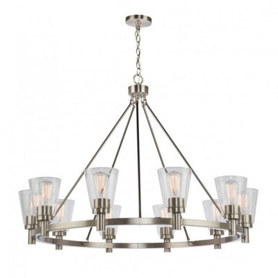 Steel Ring with Clear Glass Shade Chandelier