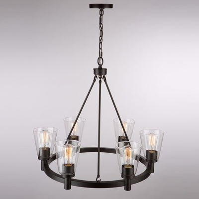 Steel Ring with Clear Glass Shade Chandelier