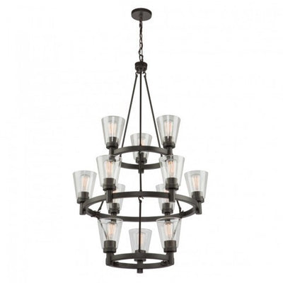 Steel Ring Frame with Clear Glass Shade 3 Tier Chandelier