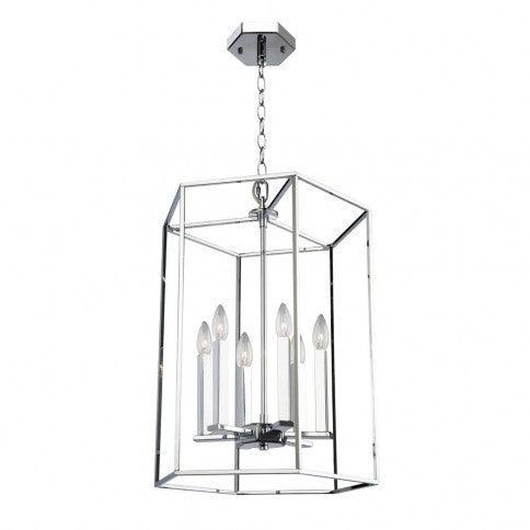 Chrome Hexagon Open Air Frame Chandelier - LV LIGHTING