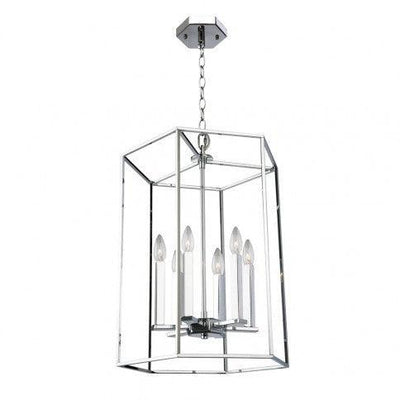 Chrome Hexagon Open Air Frame Chandelier - LV LIGHTING