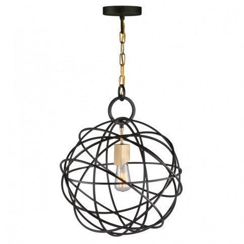 Oil Rubbed Bronze Orbit Frame with Satin Brass Pendant - LV LIGHTING