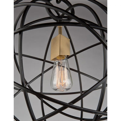 Oil Rubbed Bronze Orbit Frame with Satin Brass Pendant - LV LIGHTING