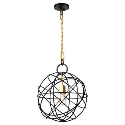 Oil Rubbed Bronze Orbit Frame with Satin Brass Pendant - LV LIGHTING