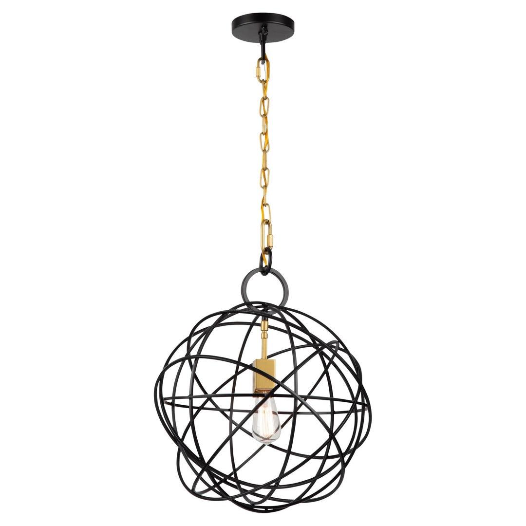 Oil Rubbed Bronze Orbit Frame with Satin Brass Pendant - LV LIGHTING