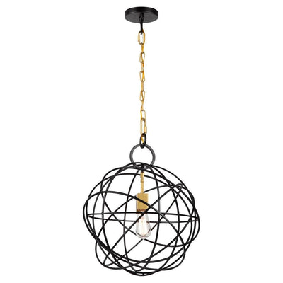 Oil Rubbed Bronze Orbit Frame with Satin Brass Pendant - LV LIGHTING